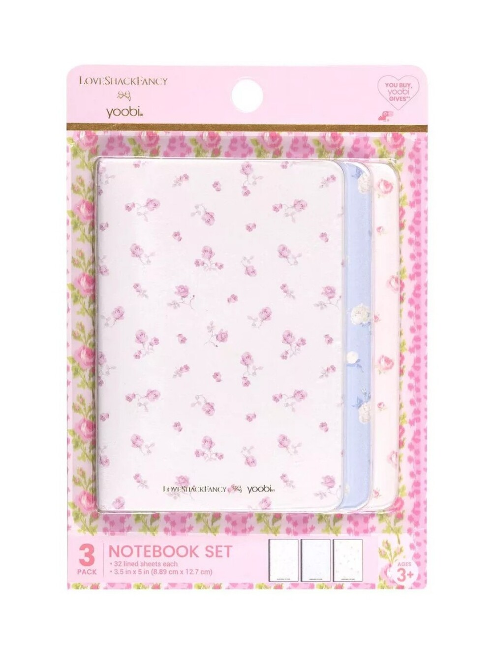 LoveShackFancy x Yoobi Blooming Heirloom Ditsy 3pk Mini Journals New